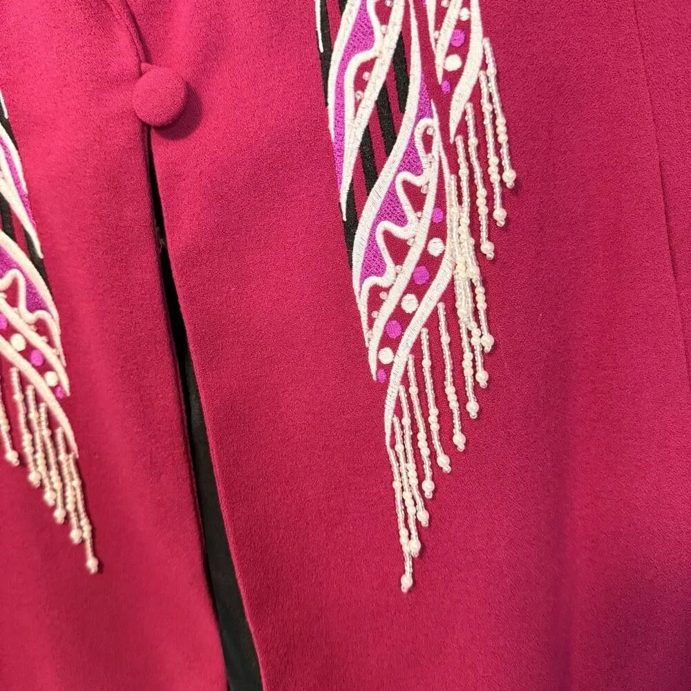 Bob Mackie Wearable Art Fuschia Beaded Blazer Size Medium - Picture 9 of 14